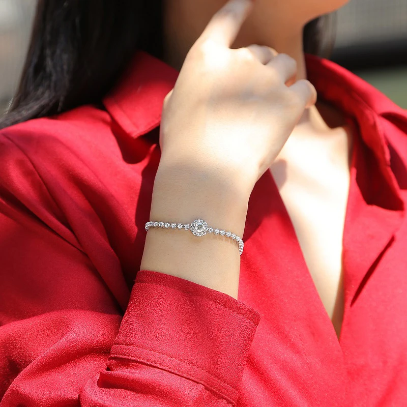 Brillo eterno – Pulsera tenis de moissanita en plata esterlina S925 para mujer