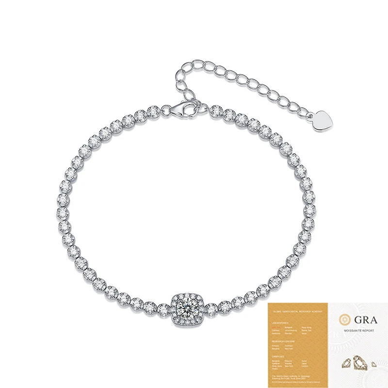 Brillo eterno – Pulsera tenis de moissanita en plata esterlina S925 para mujer