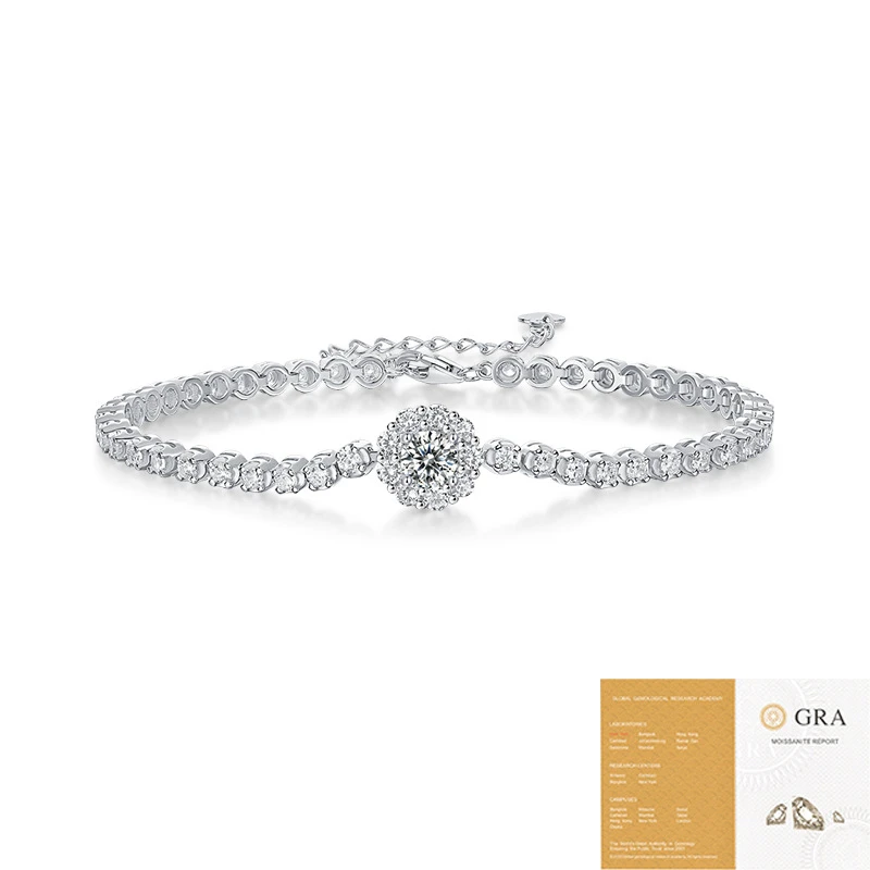 Brillo eterno – Pulsera tenis de moissanita en plata esterlina S925 para mujer