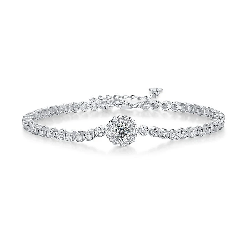 Brillo eterno – Pulsera tenis de moissanita en plata esterlina S925 para mujer