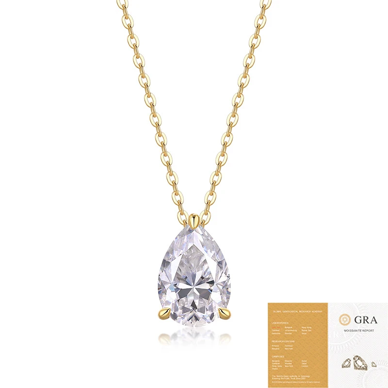 Cielo brillante – Collar de moissanita en plata S925 chapada en oro