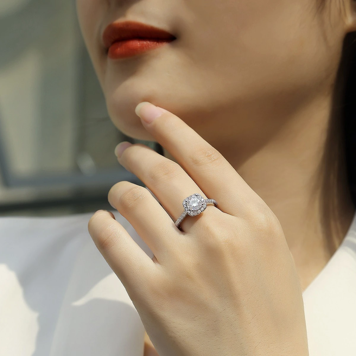 Cielo estrellado – Anillo de compromiso en plata S925 con moissanita