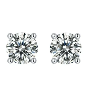 Cielo estrellado – Pendientes de moissanita redonda en plata esterlina S925