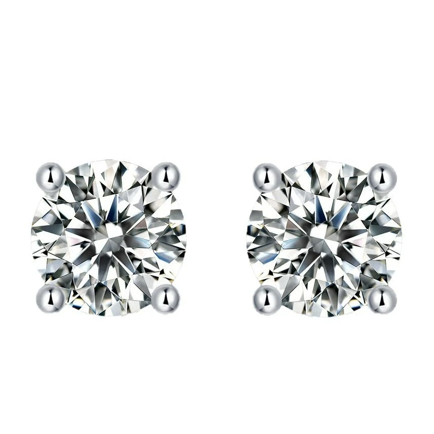 Cielo estrellado – Pendientes de moissanita redonda en plata esterlina S925