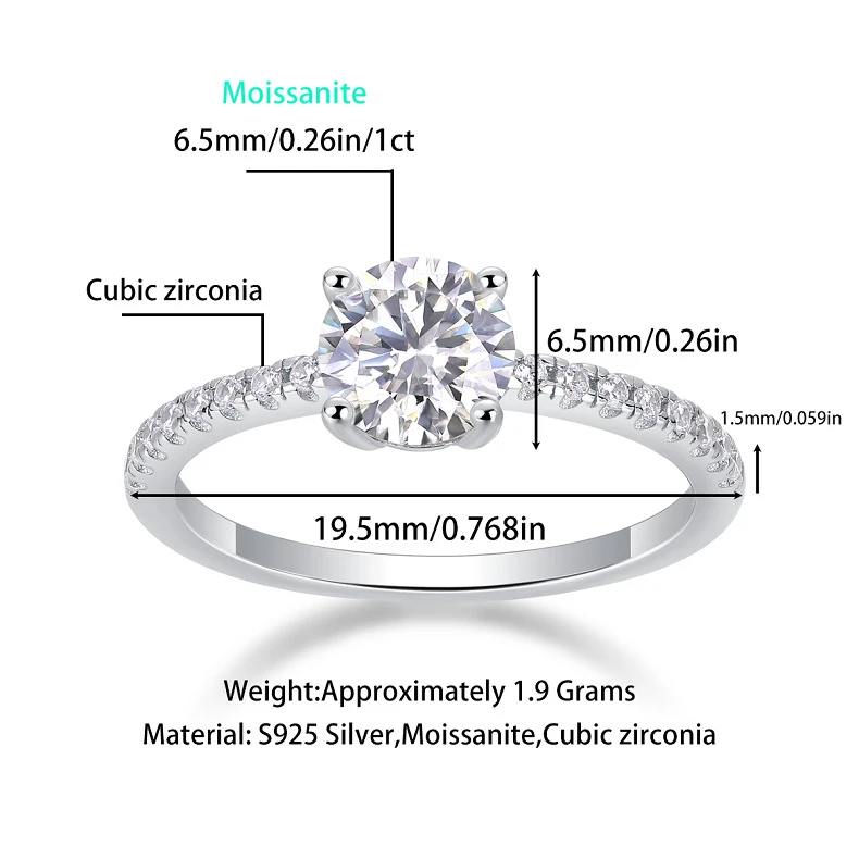 Estrella fugaz – Anillo de moissanita para mujer en plata S925