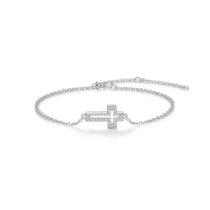Gracia eterna – Pulsera con cruz de moissanita en plata S925 para mujer