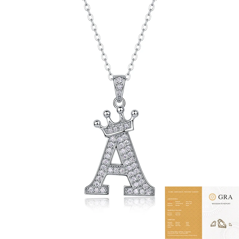 Inicial brillante – Collar con letra de moissanita en plata S925 para mujer