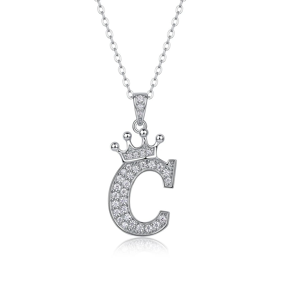 Inicial brillante – Collar con letra de moissanita en plata S925 para mujer