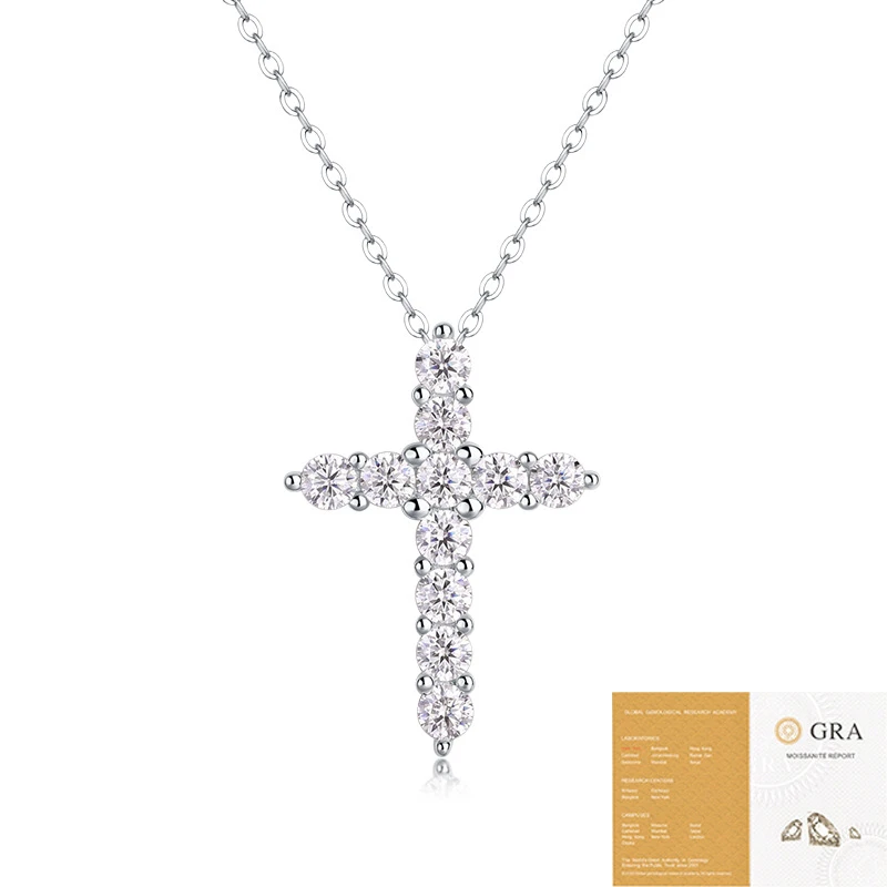Luz divina – Collar con colgante de cruz de moissanita en plata S925