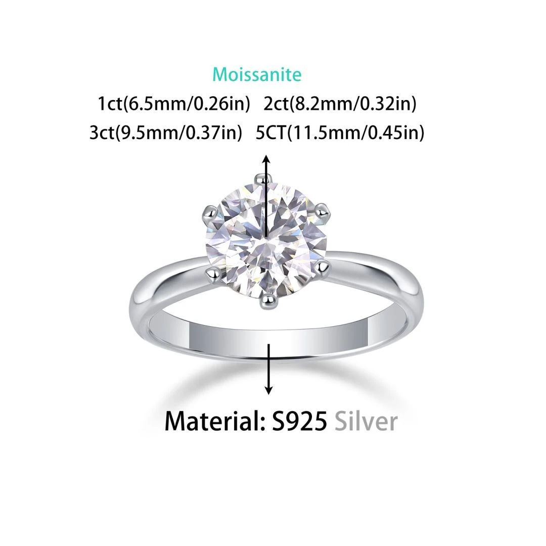 Magia – Anillo de moissanita en plata S925 con baño de oro para mujer