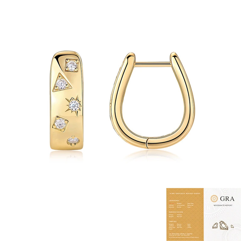 Destello dorado – Aretes de moissanita en plata S925 con baño de oro para mujer