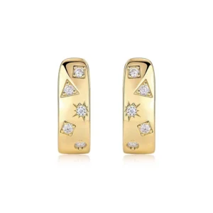 Destello dorado – Aretes de moissanita en plata S925 con baño de oro para mujer