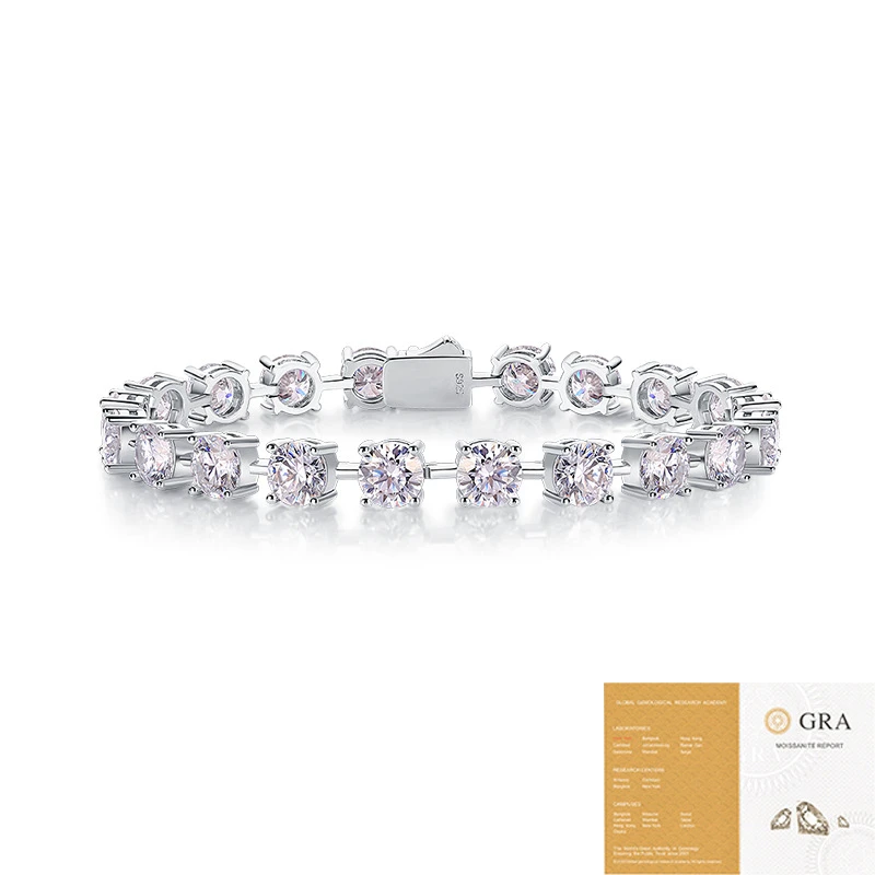 Eterno instante – Pulsera de moissanita 1 quilate de 6.5 mm en plata S925 para mujer