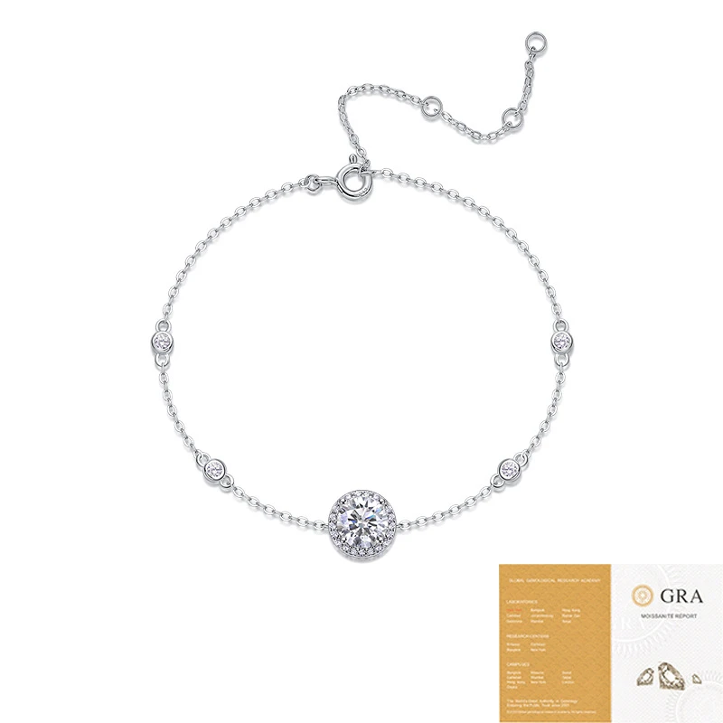 Brillo seguro – Brazalete ajustable de moissanita con cierre anticaída en plata S925