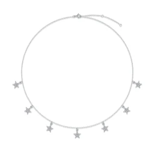 Cielo de estrellas – Collar de moissanita en plata S925 para estilo en capas