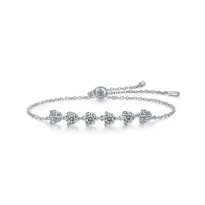 Sueño radiante – Pulsera ajustable de moissanita en plata S925 para mujer