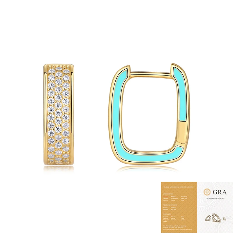 Destello dorado – Aretes de moissanita en plata S925 con baño de oro para mujer