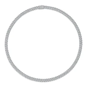 Fuerza brillante – Collar de cadena cubana con moissanita en plata S925