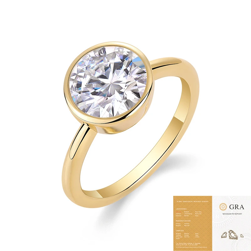 Destello dorado – Anillo de moissanita en plata S925 con baño de oro para mujer