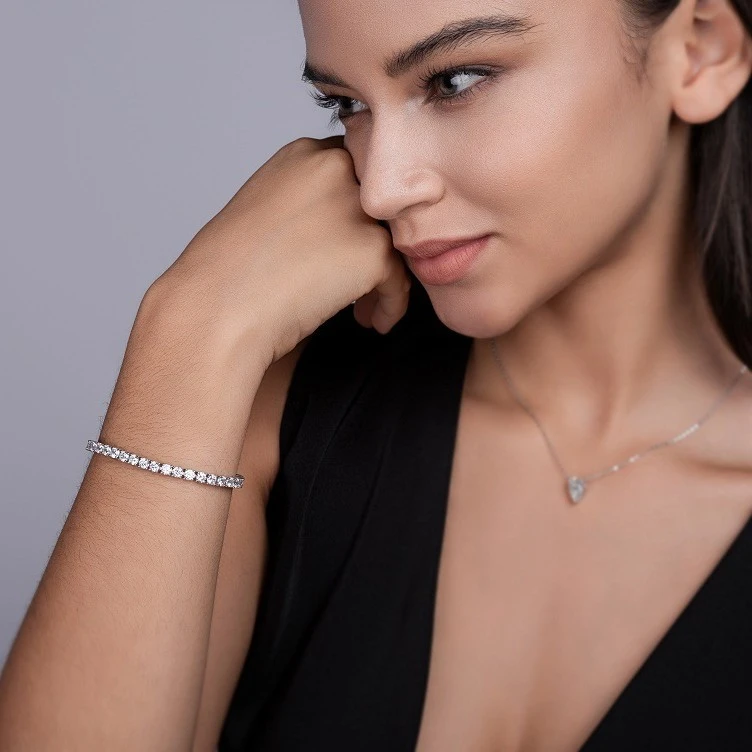 Brillo eterno – Pulsera tenis de moissanita 4 mm en plata S925 para mujer