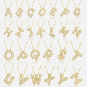 Letra dorada – Collar inicial de moissanita en plata S925 con baño de oro 18K