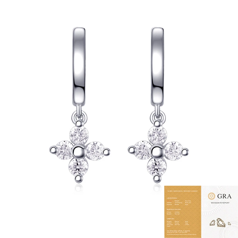 Brillo sereno – Pendientes colgantes de moissanita en plata S925 para mujer