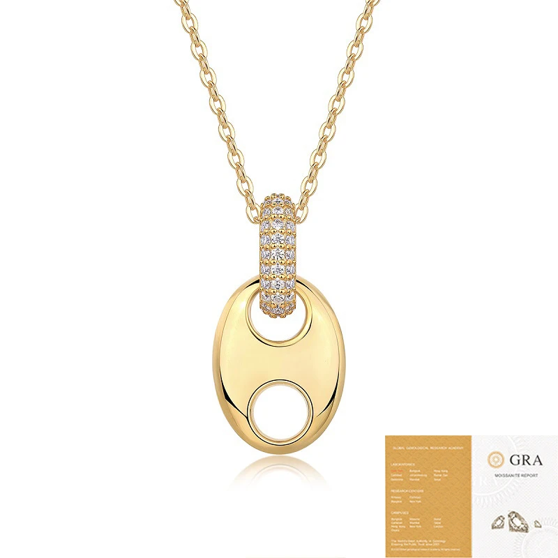 Estilo francés – Collar en forma de U con moissanita en plata S925 para mujer