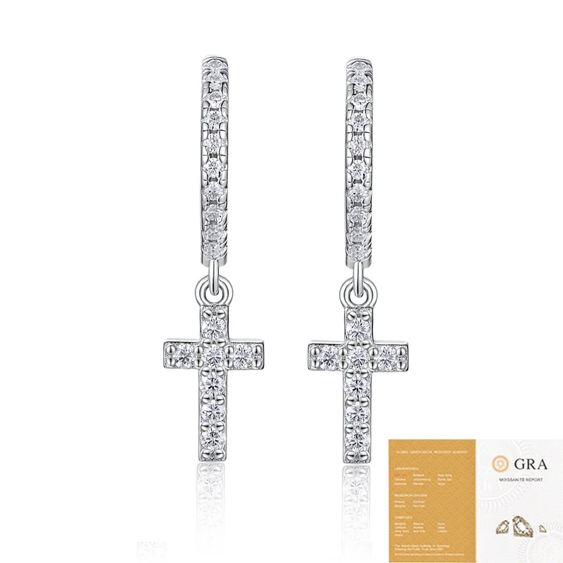 Brillo sereno – Pendientes colgantes de moissanita en plata S925 para mujer