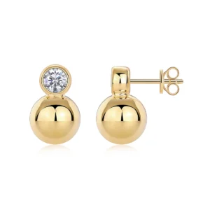 Destello dorado – Aretes de moissanita bañados en oro en plata S925, ideal como regalo de aniversario