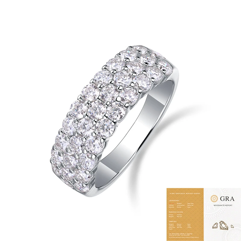 Encanto moderno – Anillo triple de moissanita en plata S925 que no se decolora