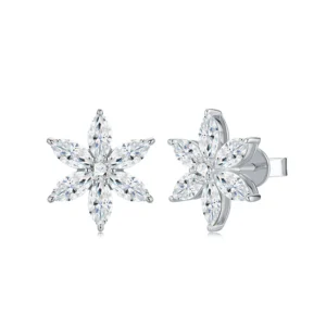 Flor radiante – Aretes de moissanita en plata S925 ideales para regalo de aniversario