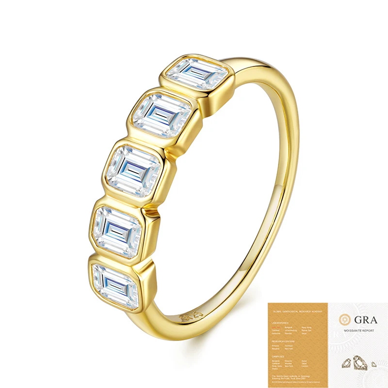 Destello dorado – Anillo de moissanita asimétrica en plata S925 bañada en oro para aniversario