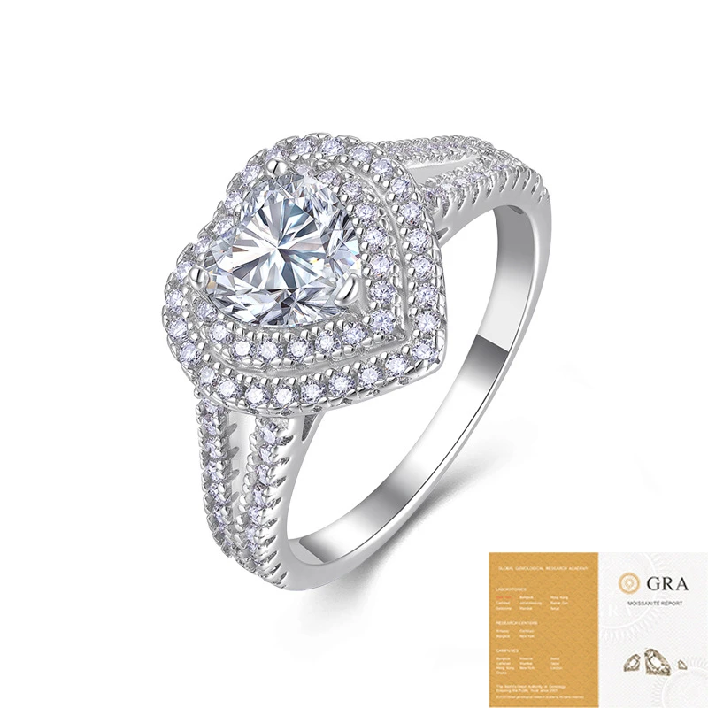 Corazón radiante – Anillo de moissanita en plata S925 ideal para declaración de amor