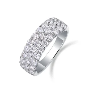 Encanto moderno – Anillo triple de moissanita en plata S925 que no se decolora