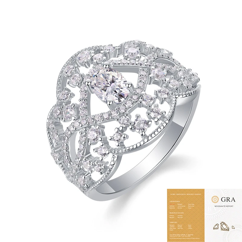 Radiante lujo – Anillo de moissanita en plata S925 para aniversario