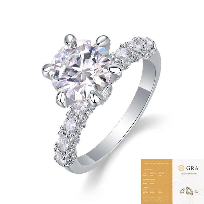 Lujo radiante – Anillo de moissanita de 3 quilates en plata S925 para aniversario