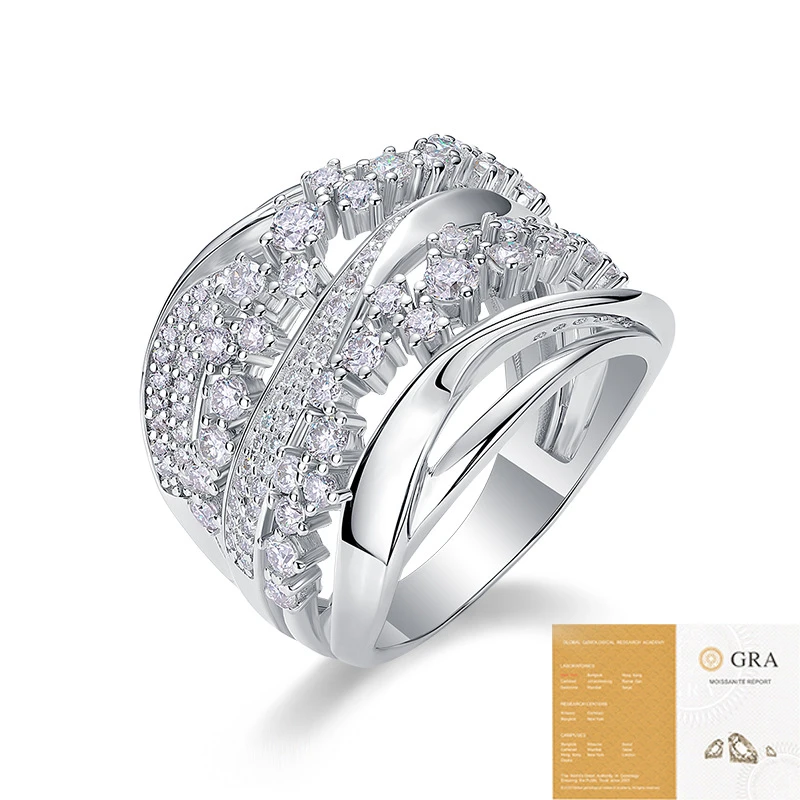 Destello puro – Anillo cerrado de moissanita en plata S925 para regalo de cumpleaños