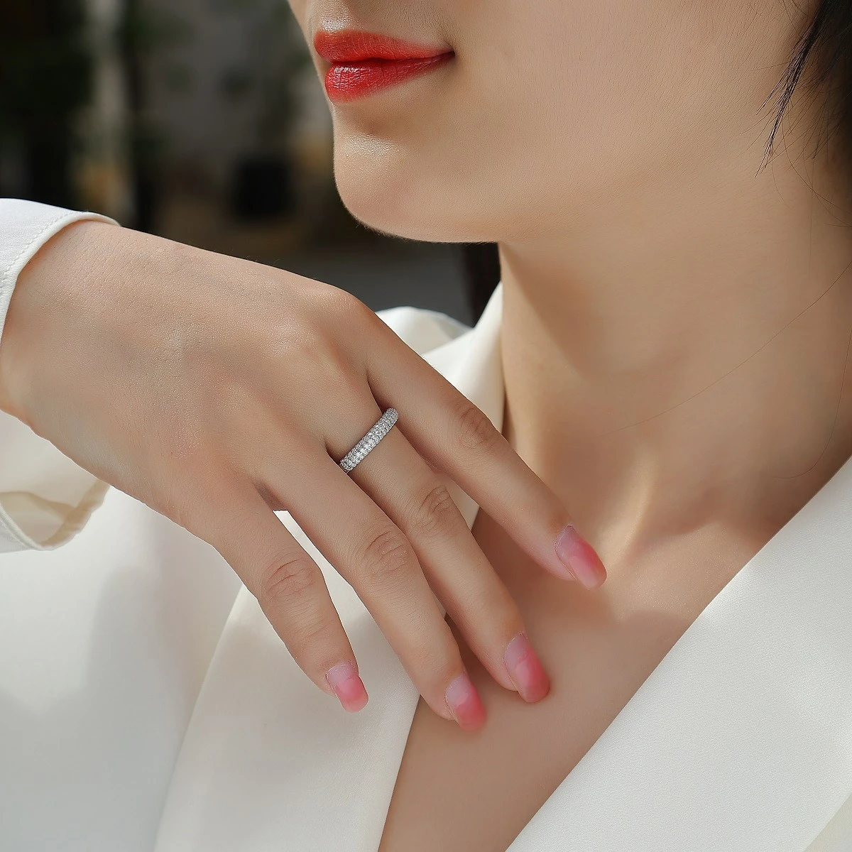 Encanto moderno – Anillo de moissanita en plata S925 para aniversario