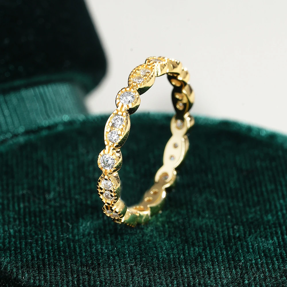 Anillo de compromiso femenino con cierre en forma de 1CT, anillo rodeado de moissanita, plateado S925, dorado 18K