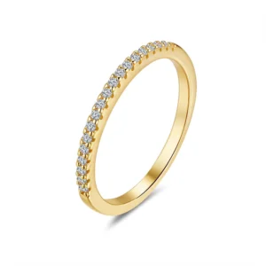 Anillo de anillo con forma circular, 18K oro, moissanite S925, plata, modelo femenino
