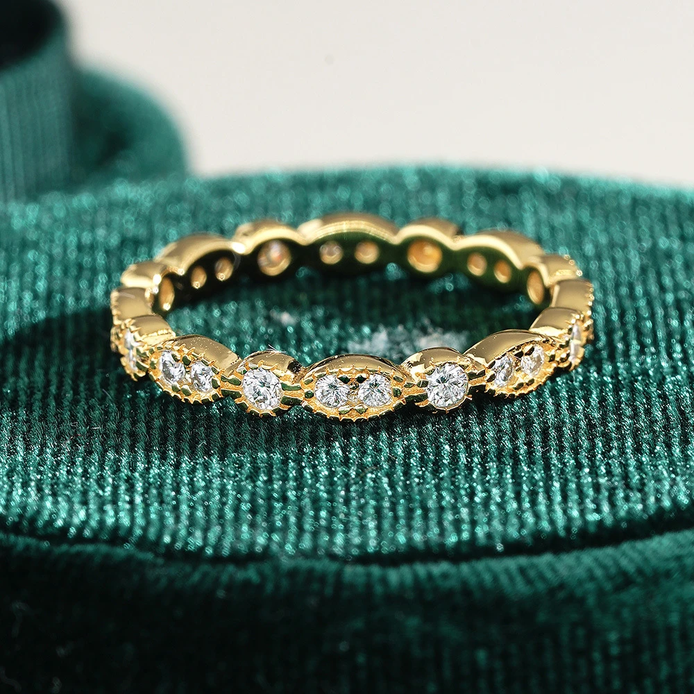 Anillo de compromiso femenino con cierre en forma de 1CT, anillo rodeado de moissanita, plateado S925, dorado 18K
