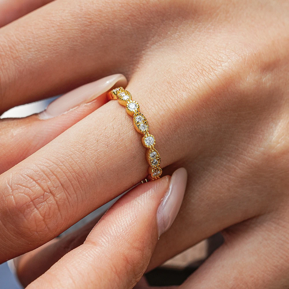Anillo de compromiso femenino con cierre en forma de 1CT, anillo rodeado de moissanita, plateado S925, dorado 18K
